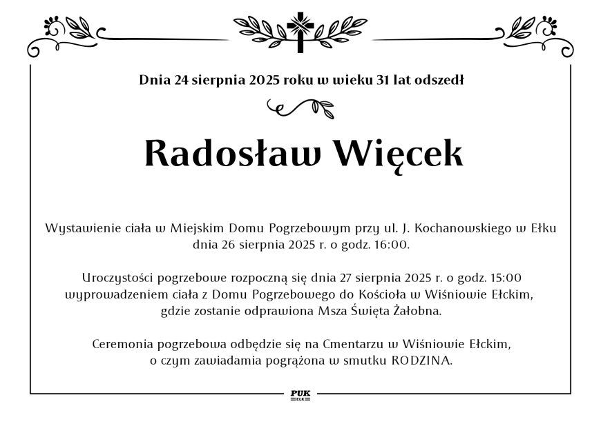 Radosław Więcek - nekrolog